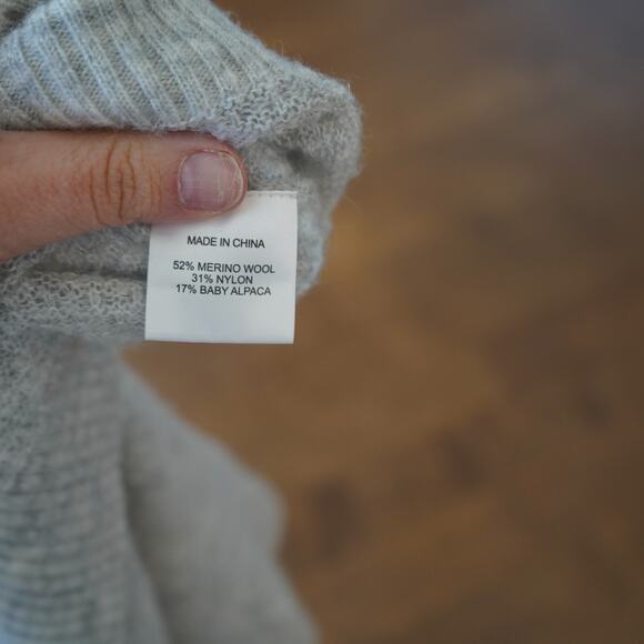 Quince Sweater Womens Small Light Gray Baby Alpaca-Wool Diamond Stitch Crewneck - Picture 5 of 9